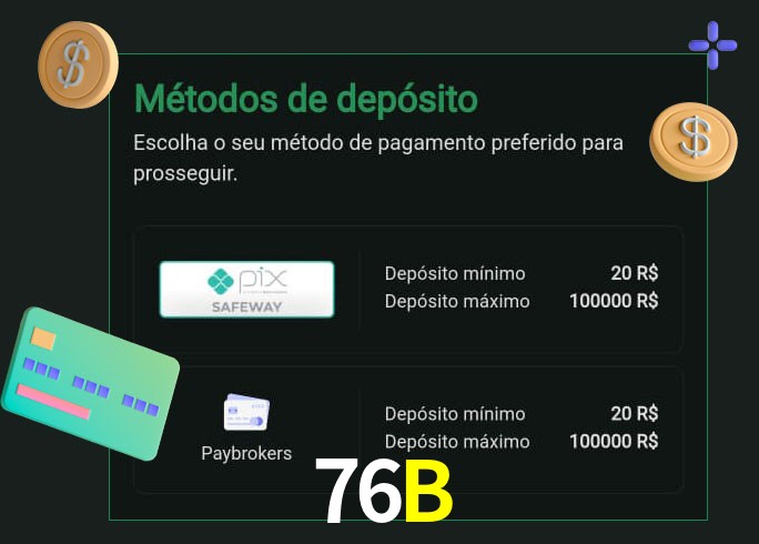 O cassino 76B oferece uma grande variedade de métodos de pagamento